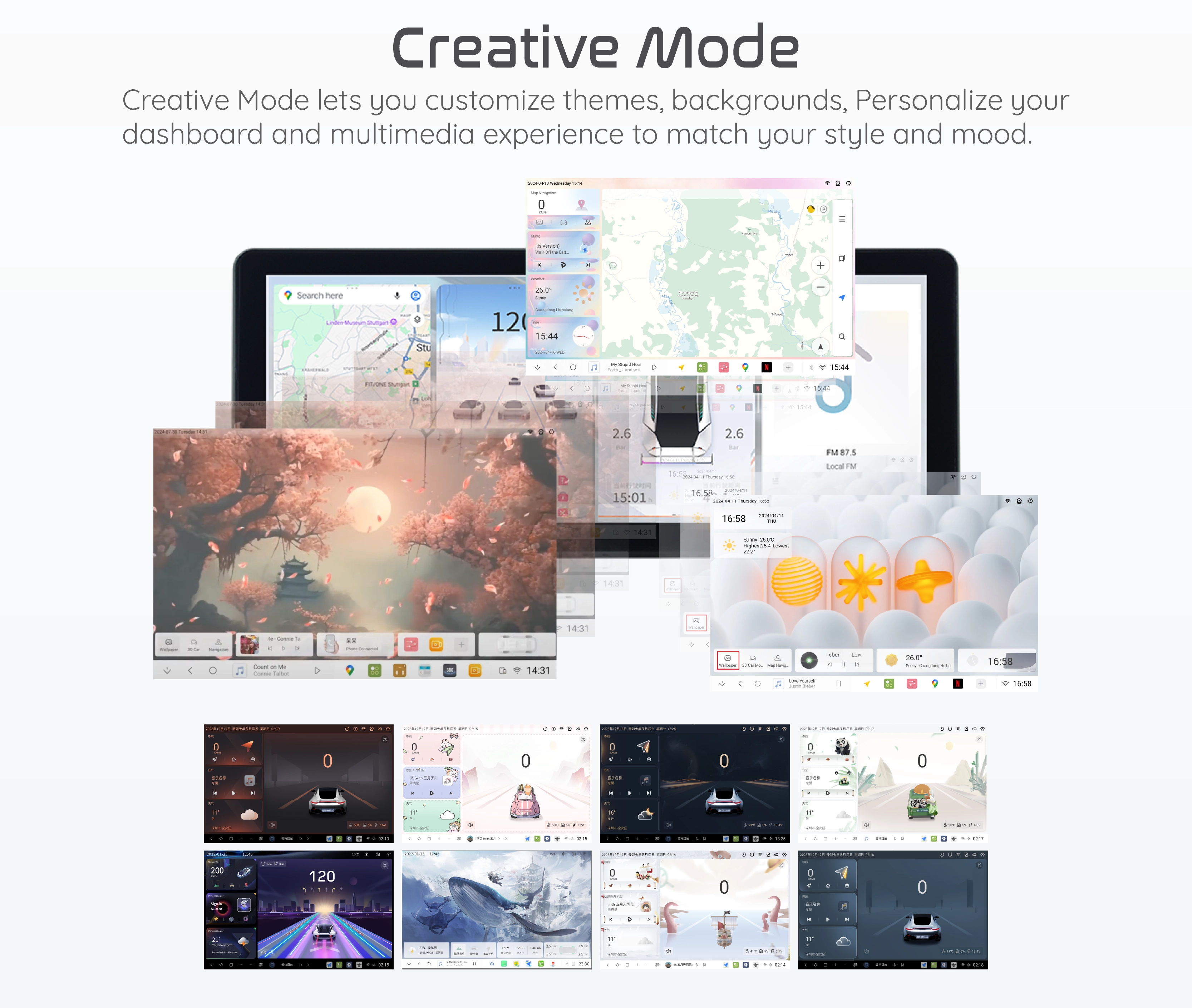 Creative Mode - Customize themes, backgrounds and personalize your dashboard experience